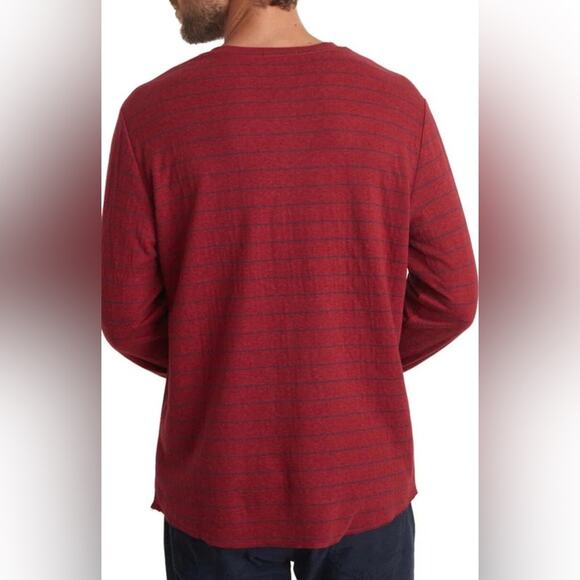 Marine Layer Men's Long Sleeve Henley Shirt Red and Black Stripes Size XL - Picture 3 of 9